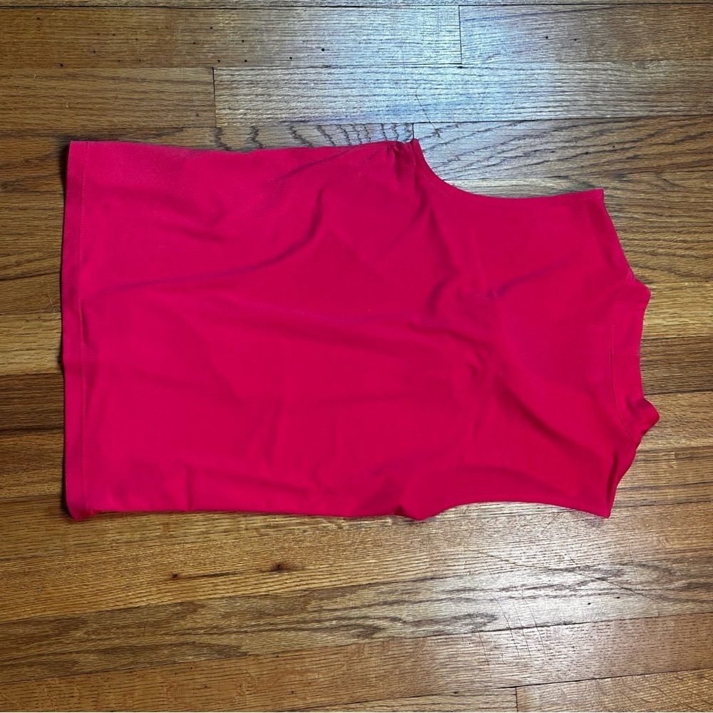 Calvin Klein Red Asymmetrical Sleeveless Blouse Womens Size Small Petite - Picture 3 of 7